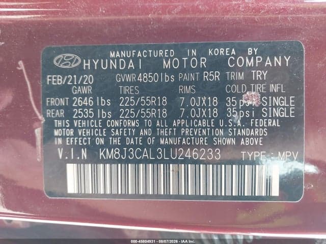 2020 HYUNDAI TUCSON LIMITED 9