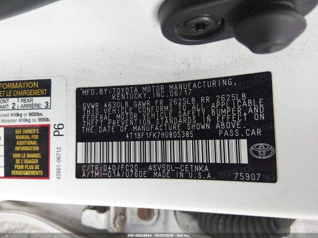 2017 TOYOTA CAMRY LE 9