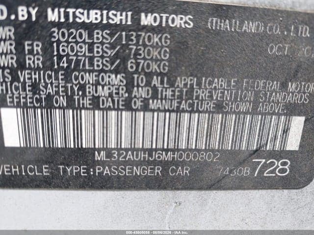 2021 MITSUBISHI MIRAGE CARBONITE EDITION/ES/LE 9