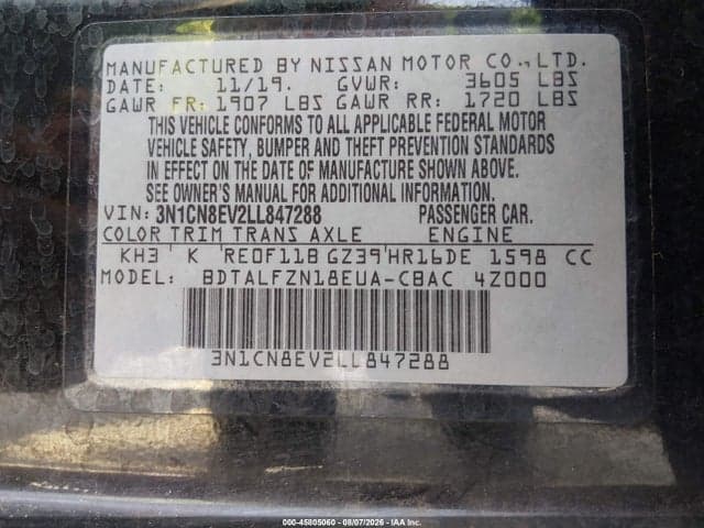 2020 NISSAN VERSA SV XTRONIC CVT 9
