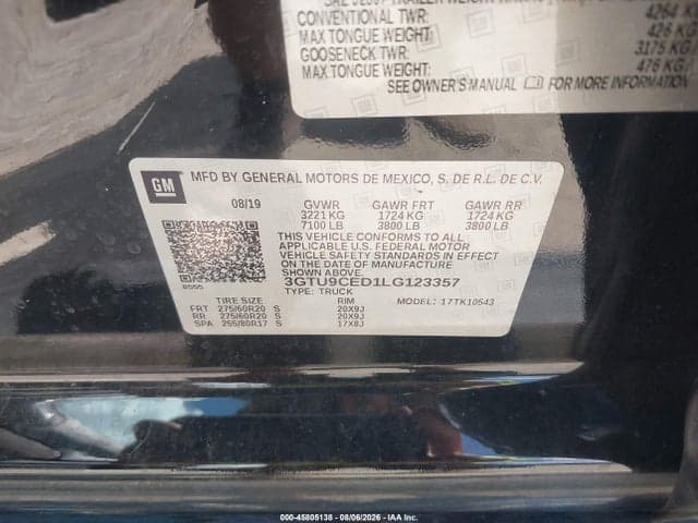 2020 GMC SIERRA 1500 4WD SHORT BOX ELEVATION 9