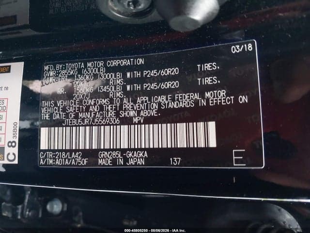 2018 TOYOTA 4RUNNER LIMITED 9