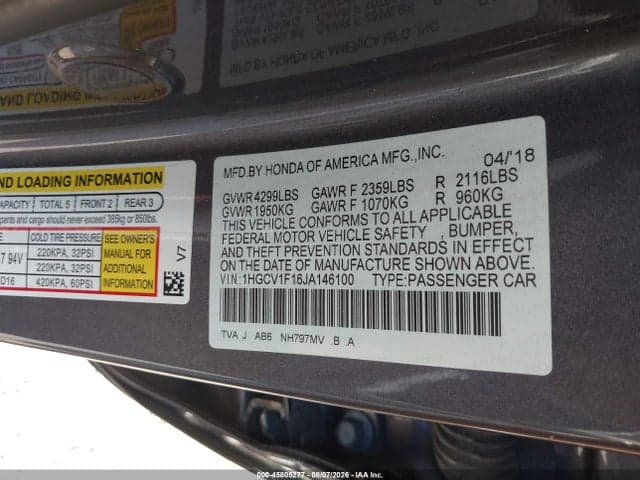 2018 HONDA ACCORD LX 9