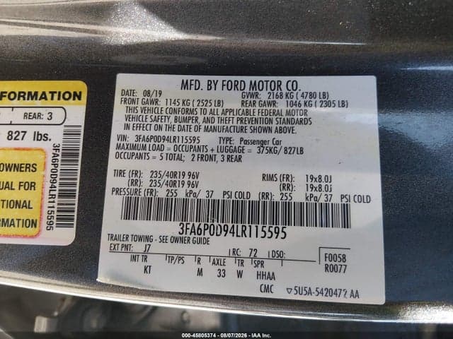 2020 FORD FUSION TITANIUM 9