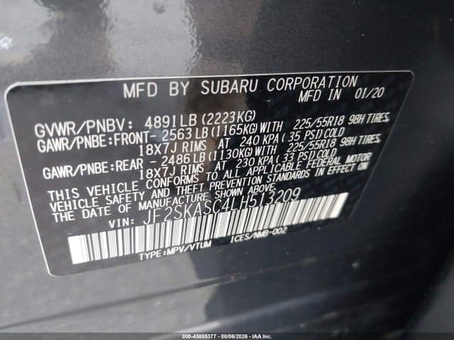 2020 SUBARU FORESTER LIMITED 9