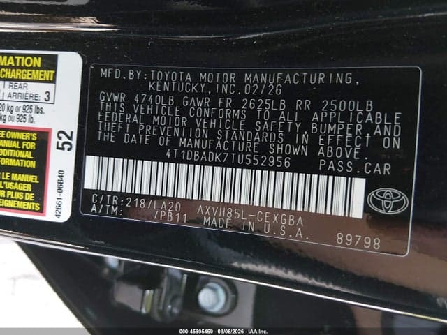 2026 TOYOTA CAMRY XLE 9