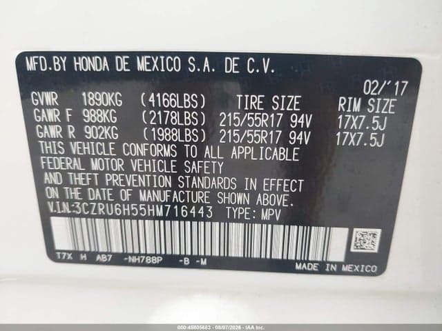 2017 HONDA HR-V EX 9