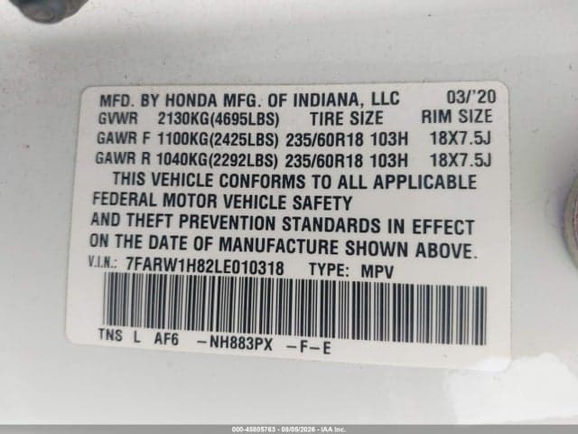 2020 HONDA CR-V 2WD EX-L 9