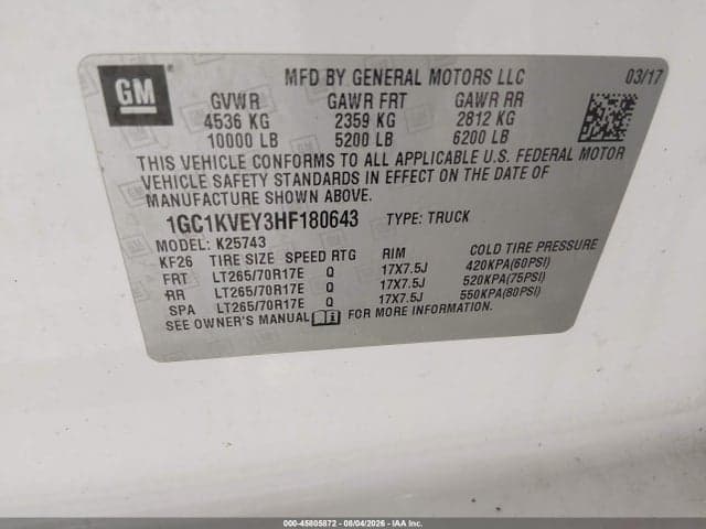 2017 CHEVROLET SILVERADO 2500HD LT 9