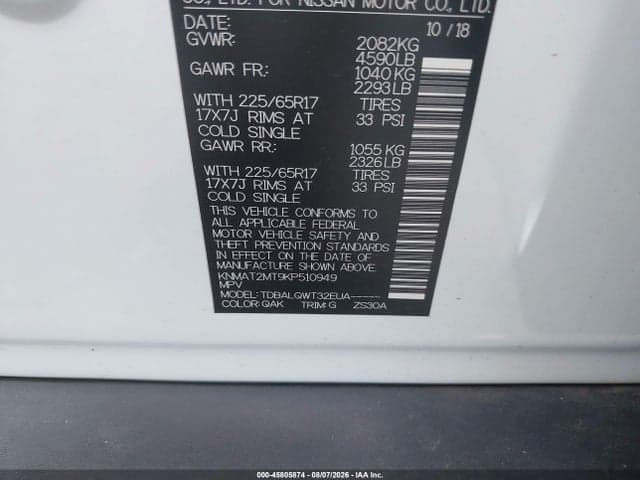 2019 NISSAN ROGUE SV 9