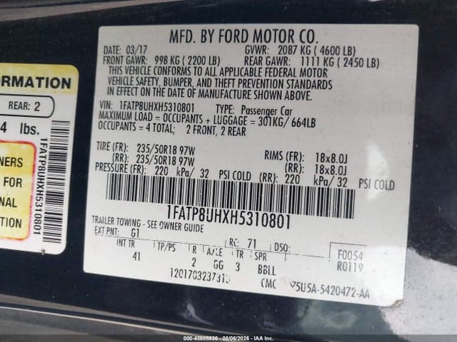 2017 FORD MUSTANG ECOBOOST PREMIUM 9