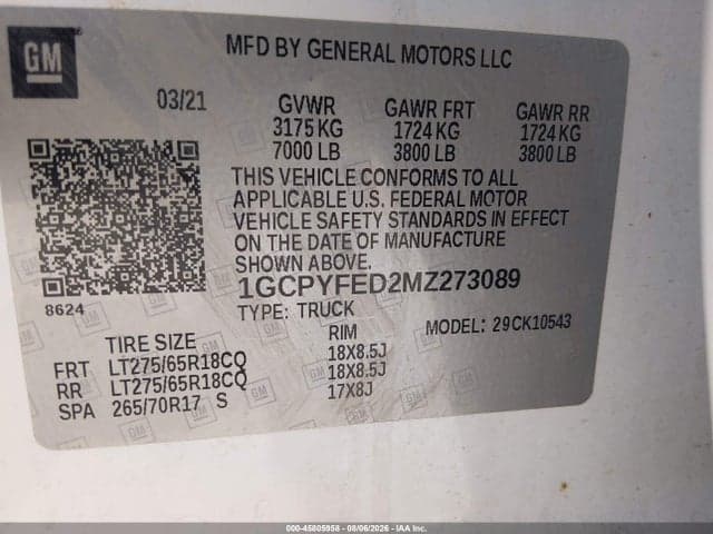 2021 CHEVROLET SILVERADO 1500 4WD SHORT BED LT TRAIL BOSS 9