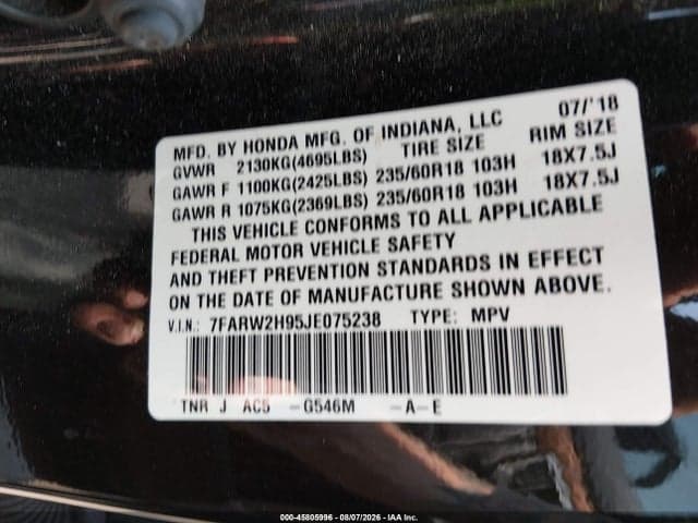 2018 HONDA CR-V TOURING 9