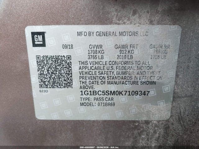 2019 CHEVROLET CRUZE LS 9