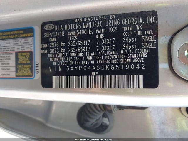 2019 KIA SORENTO 3.3L LX 9