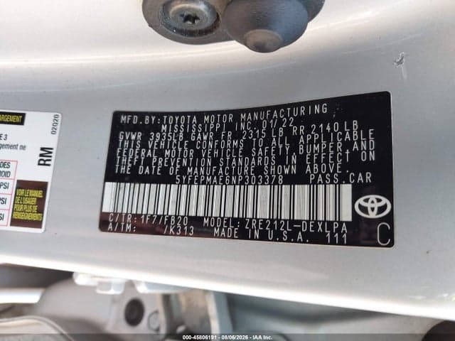 2022 TOYOTA COROLLA LE 9