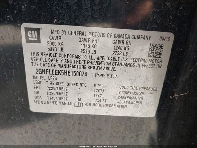2017 CHEVROLET EQUINOX LS 9
