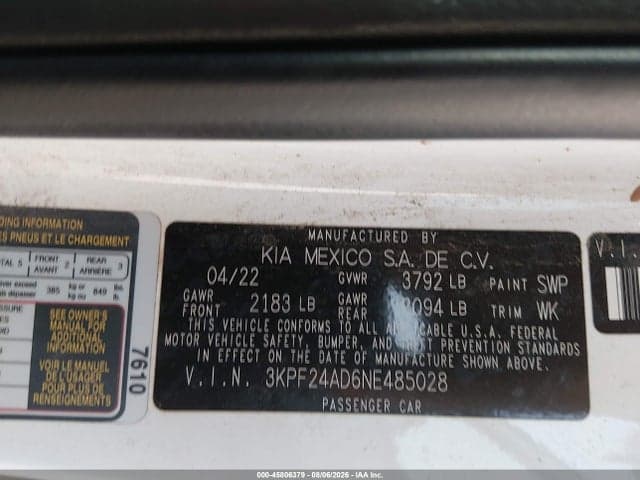 2022 KIA FORTE LXS 9