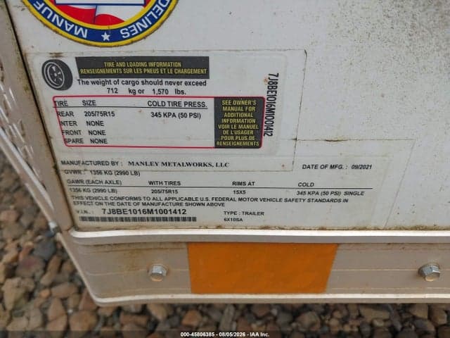 2021 CUSTOM TRAILERS MANLEY TRAILER 6 X 10 9