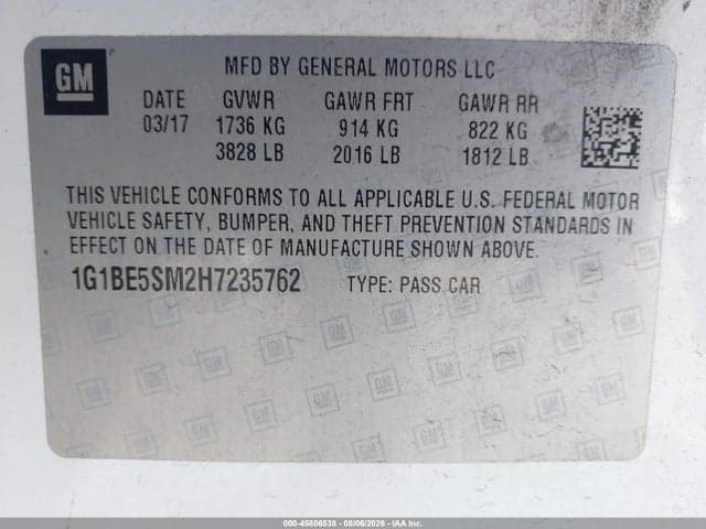 2017 CHEVROLET CRUZE LT AUTO 9
