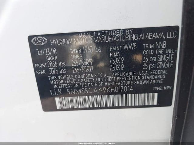 2019 HYUNDAI SANTA FE ULTIMATE 2.0T 9