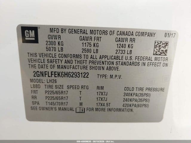 2017 CHEVROLET EQUINOX LT 9
