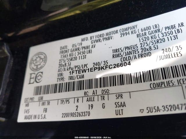 2019 FORD F-150 XLT 9
