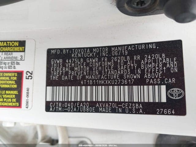 2019 TOYOTA CAMRY SE 9