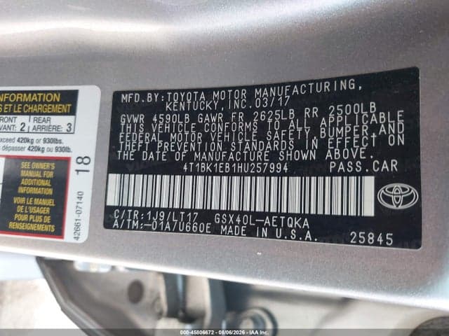 2017 TOYOTA AVALON TOURING 9