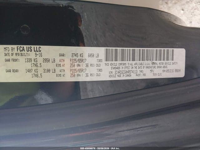 2017 DODGE GRAND CARAVAN SXT 9