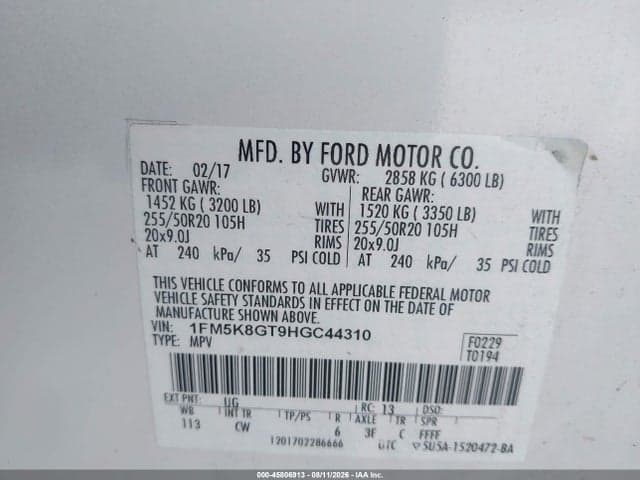 2017 FORD EXPLORER SPORT 9