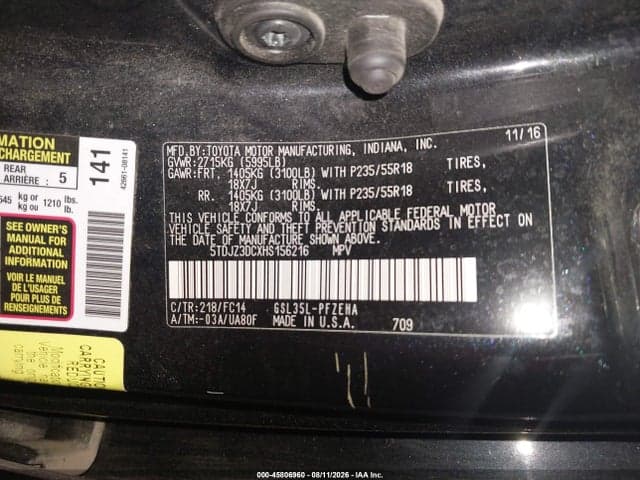 2017 TOYOTA SIENNA LE 7 PASSENGER 9