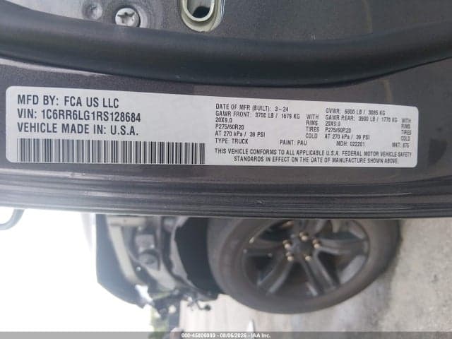 2024 RAM 1500 CLASSIC WARLOCK 4X2 5'7 BOX 9