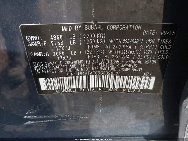 2025 SUBARU OUTBACK PREMIUM 9