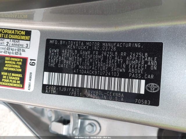 2026 TOYOTA CAMRY LE 9