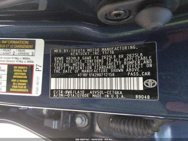 2017 TOYOTA CAMRY XLE 9