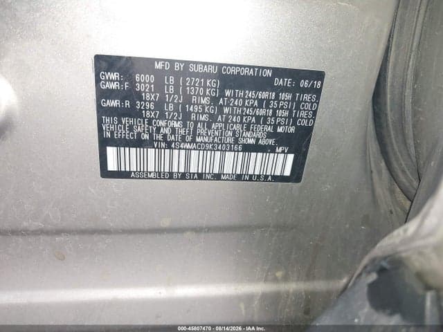 2019 SUBARU ASCENT PREMIUM 9