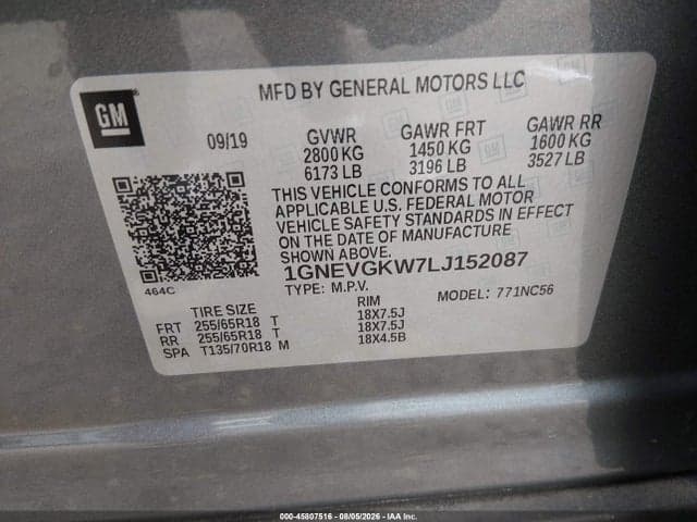 2020 CHEVROLET TRAVERSE AWD LT CLOTH 9