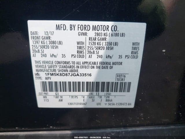 2018 FORD EXPLORER XLT 9