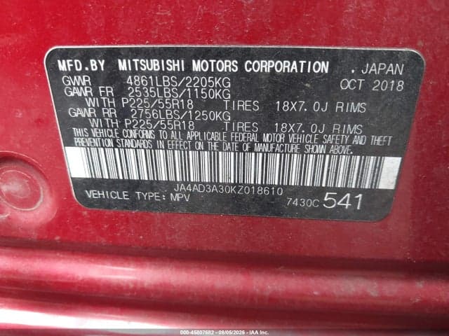 2019 MITSUBISHI OUTLANDER SEL 9