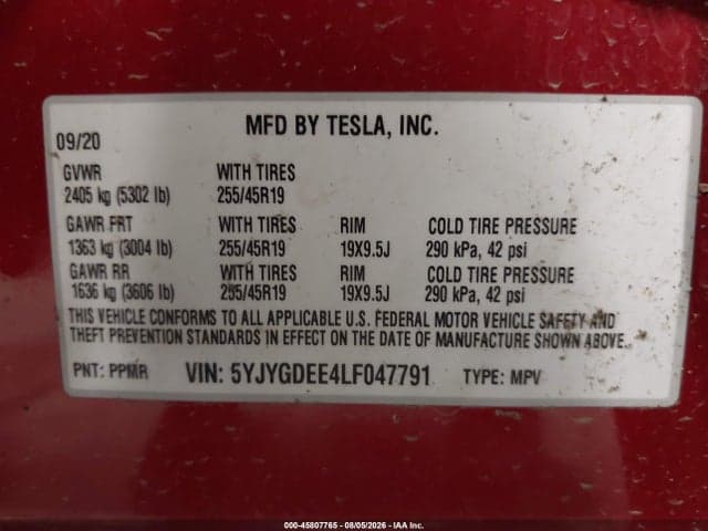 2020 TESLA MODEL Y LONG RANGE DUAL MOTOR ALL-WHEEL DRIVE 9