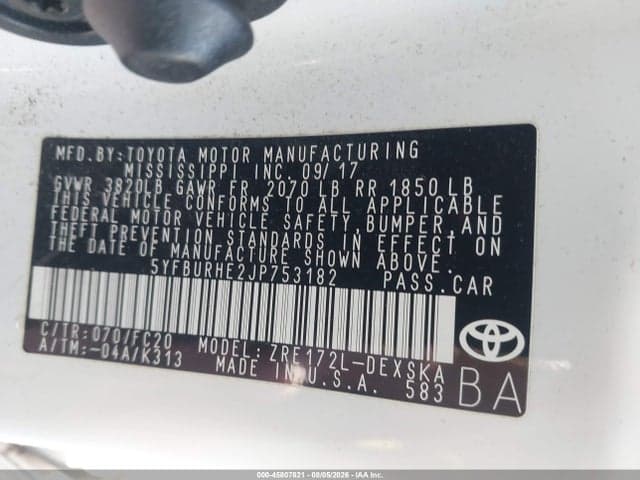 2018 TOYOTA COROLLA SE 9