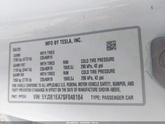 2025 TESLA MODEL 3 LONG RANGE REAR-WHEEL DRIVE/STANDARD REAR-WHEEL DRIVE 9
