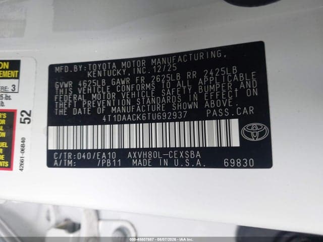 2026 TOYOTA CAMRY SE 9