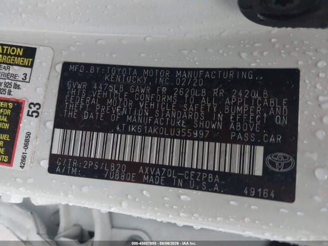 2020 TOYOTA CAMRY XSE 9