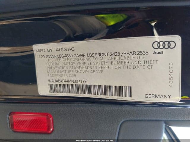 2021 AUDI A4 PREMIUM 40 TFSI QUATTRO S TRONIC 9