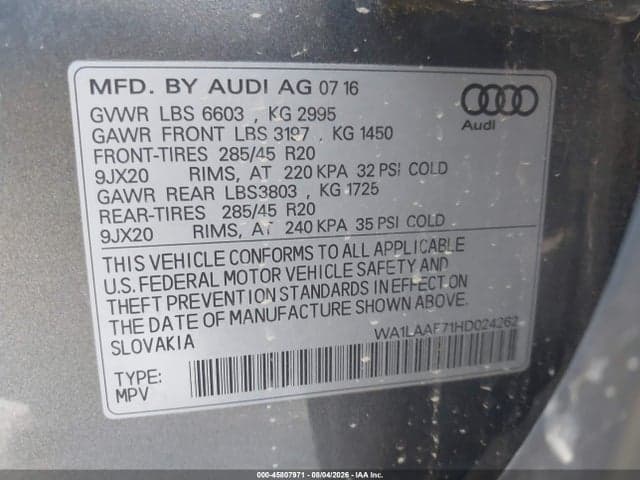 2017 AUDI Q7 3.0T PREMIUM 9
