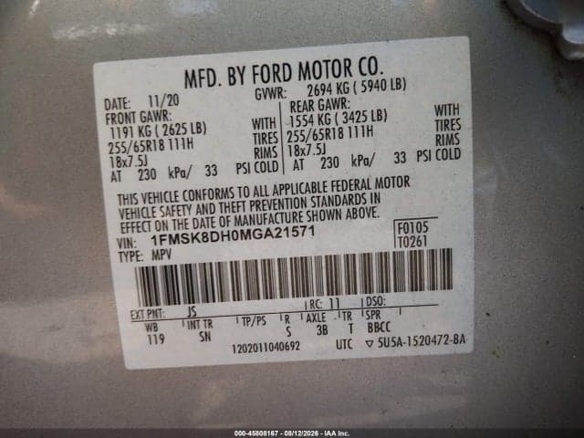 2021 FORD EXPLORER XLT 9