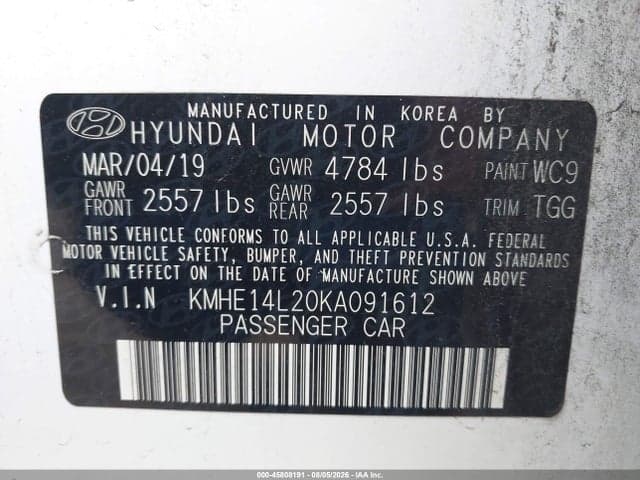 2019 HYUNDAI SONATA PLUG-IN HYBRID 9