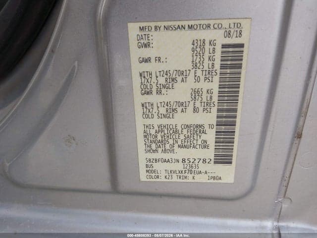 2018 NISSAN NV PASSENGER NV3500 HD SV V6 9